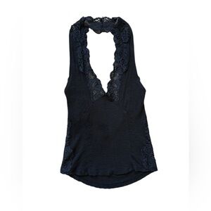 Free People Intimately - Lace Halter Camisole/Tank Top - Women’s Black - V Neck